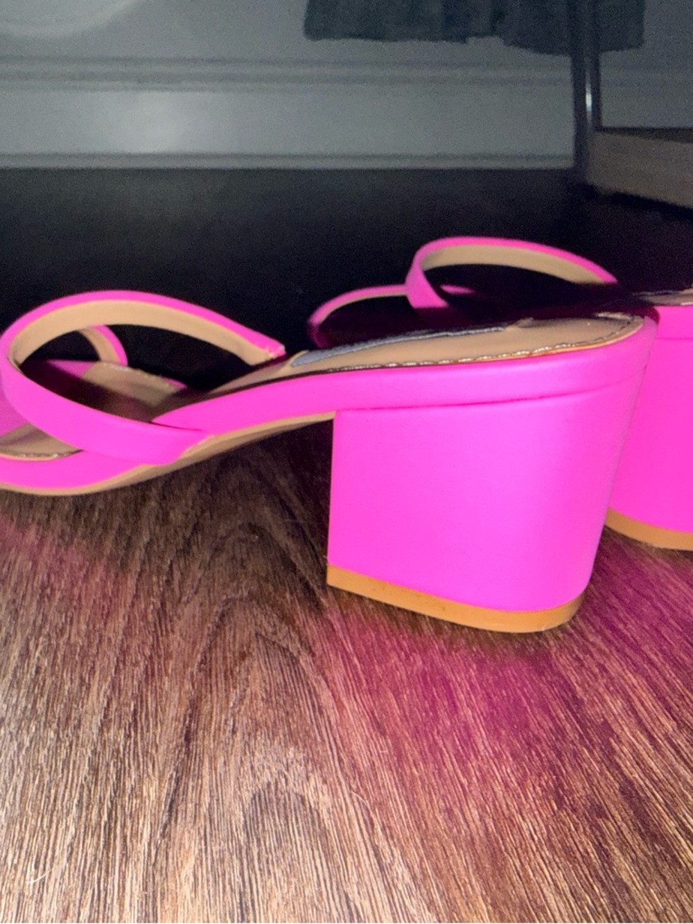 Steve Madden Neon Pink Double-Strap Slide Heels - Picture 3 of 4